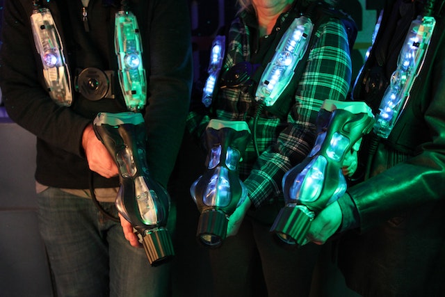 Laser tag: The groom and friends use laser guns to shoot at each other and earn points.