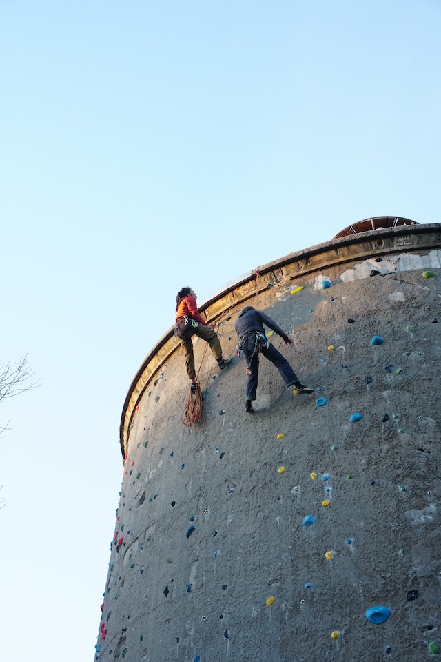 The challenging obstacle course: outdoor wall climbing.